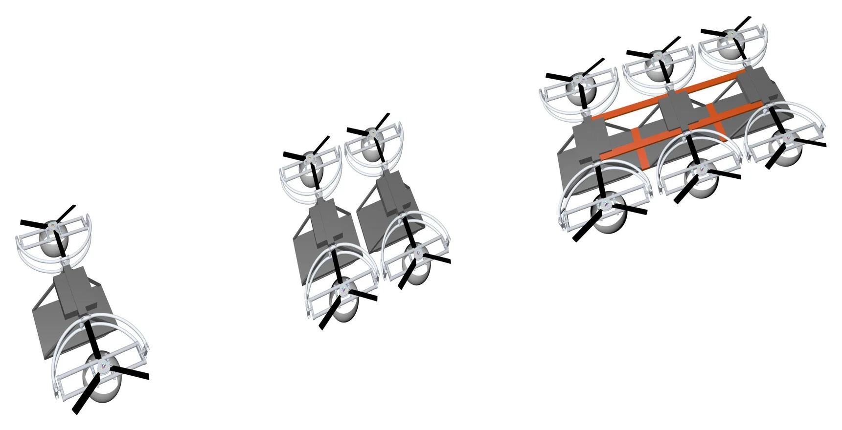 Vira Drones scalable modular design — single module to 6-module configuration